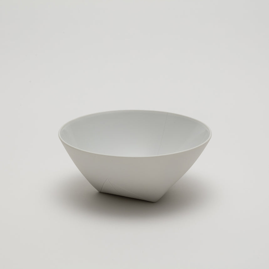 Medium white porcelain bowl designed by Christian Haas for Arita 2016. Handmade in Japan. Contemporary ceramic, glazed interior, unglazed exterior, thin profile.